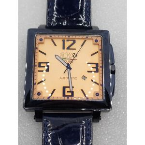 3H Italia Orange Cube Italy Italian watch Soccer Automatic Black Navy Square
